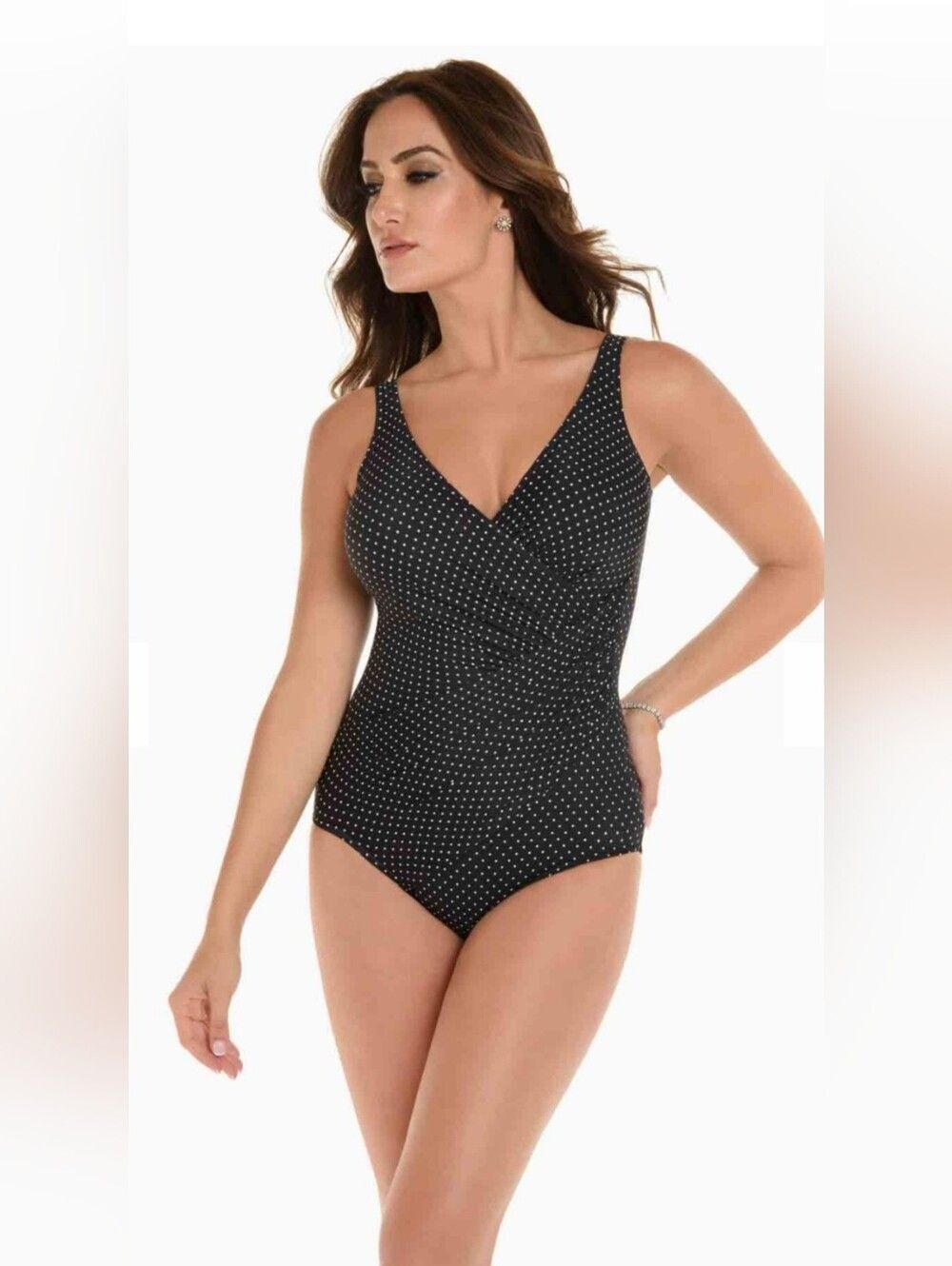 Miraclesuit Oceanus One Piece in Pin Point NWOT Size 10 DD black And White